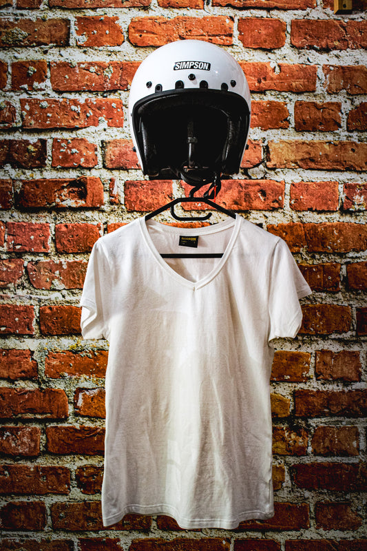 OTM White Ladies V-Neck with short sleeves