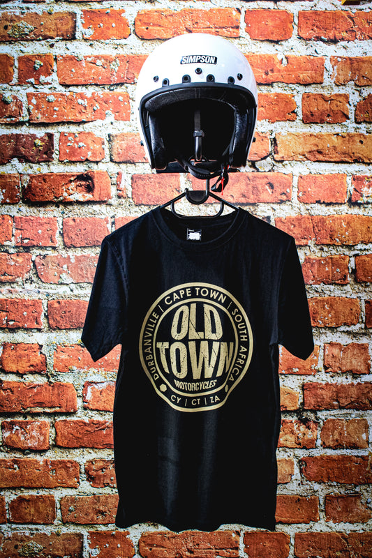 Black Men's T-Shirt - Gold Old Town Motorcycles
