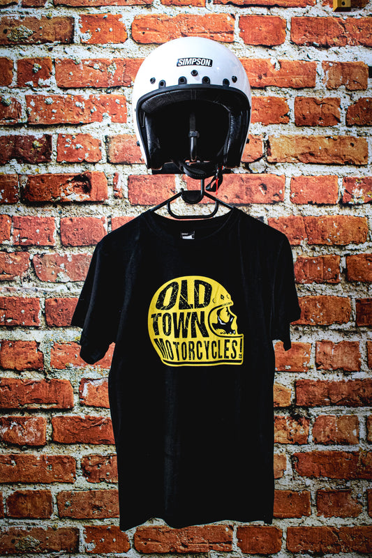 Black Men's T-Shirt - Yellow Helmet